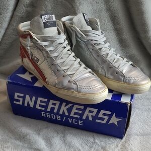 Golden Goose Slide Archive Silver Red Star Mens 12 / 45